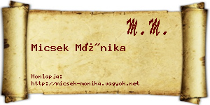 Micsek Mónika névjegykártya